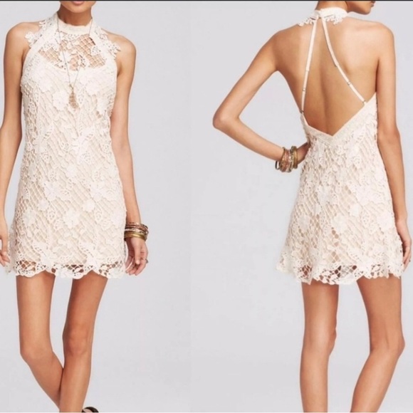 Free People Women's Snowdrop Lace Trapeze Dress Softshell - Picture 1 of 10